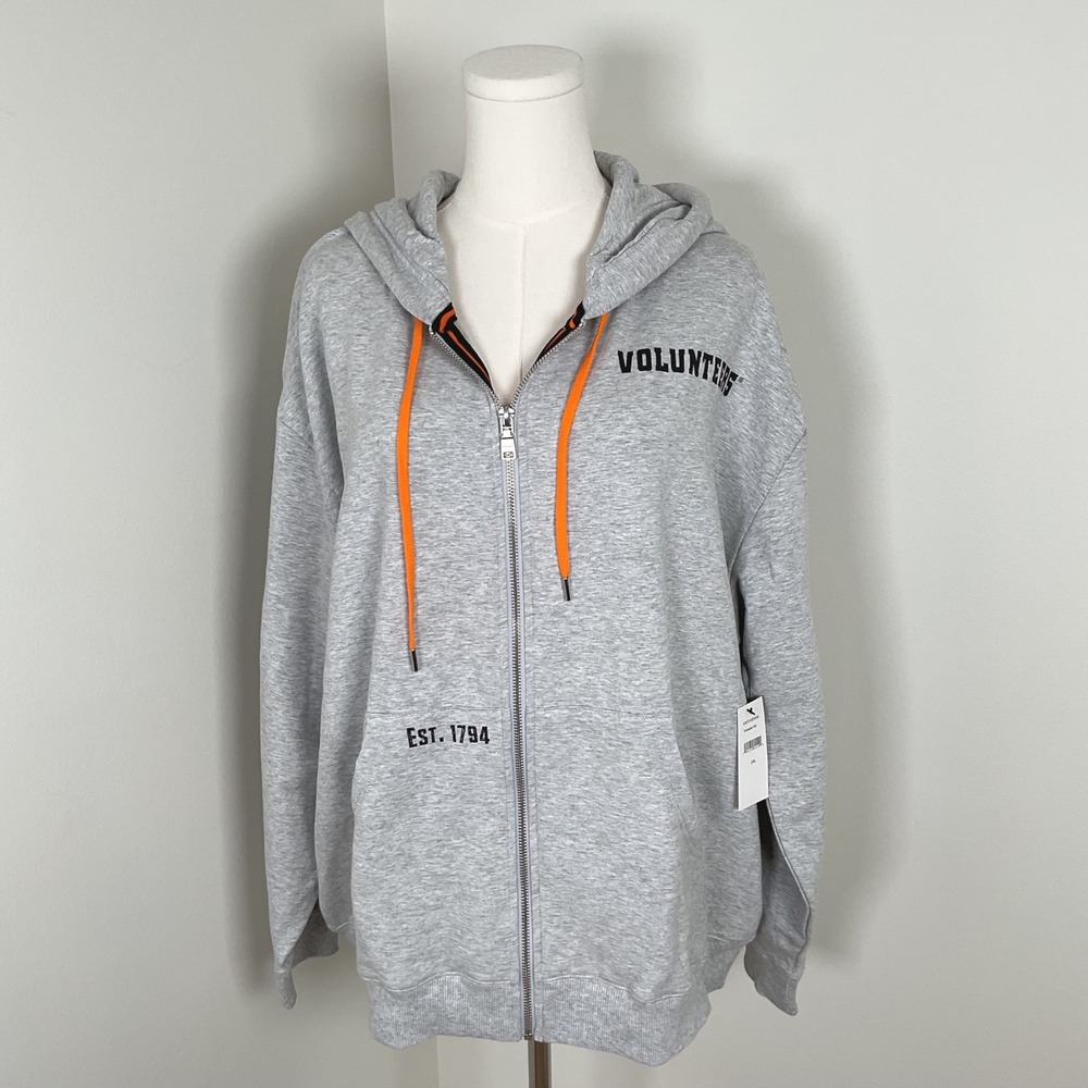 Tennessee Volunteers UT Est 1794 Gray Full Zip Up Hoodie‎ Sweatshirt XXL NWT